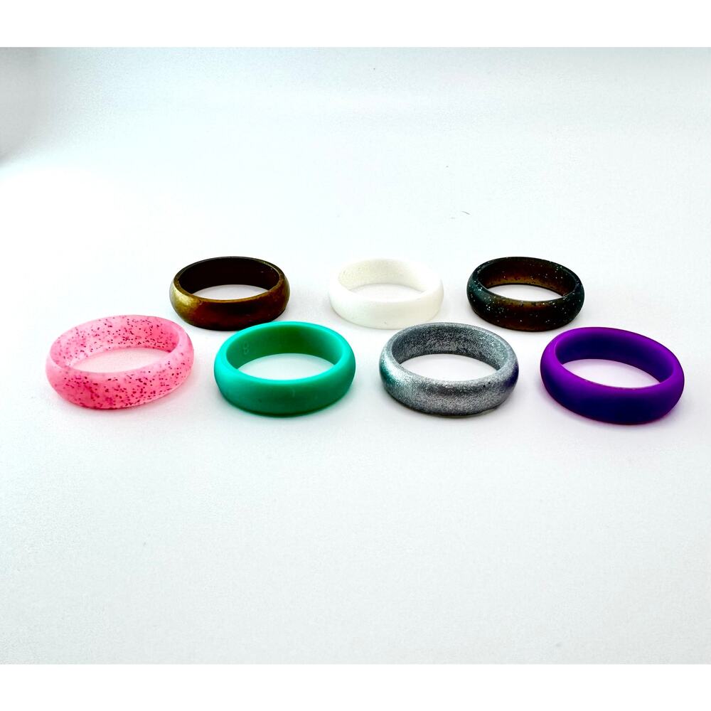 ThunderFit Silicone Rings Glitter 2mm Size 7.5-8 (Pack of 7)